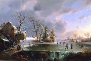 Regis-Francois Gignoux Skating by the Mill oil painting